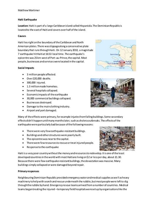 haiti earthquake 2010 case study pdf